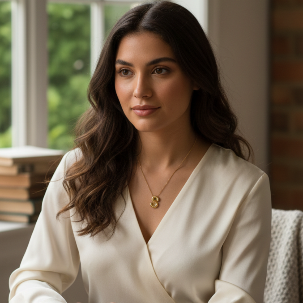 Velloria Initial Letter Necklace – Gold Finish Alphabet Pendant