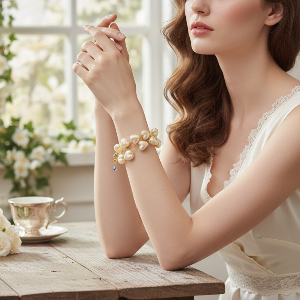 Velloria Baroque Pearl Heart Bracelet